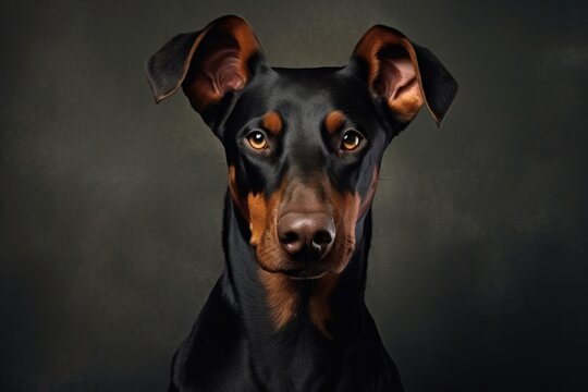 A close up photograph of a dog against a black background. This image can be used for various purposes, such as pet-related articles, veterinary websites, or animal-themed designs