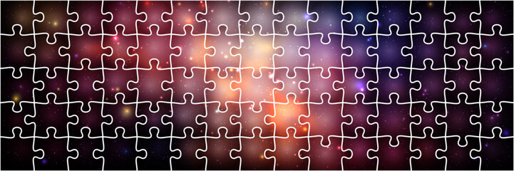 Jigsaw puzzle pieces space galaxy background design