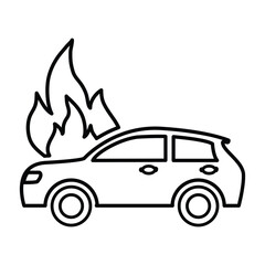Car fire Crash Icon In Outline Style