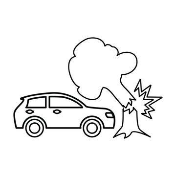 Car Accident Icon In Outline Style