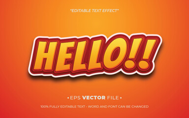 Hello text effect 3d editable vector