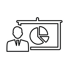 Presenting Pie Chart Report Icon In Outline Style
