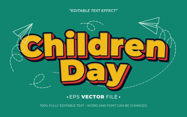children day text effect 3d editable vector