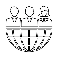 Global Business Team Icon In Outline Style