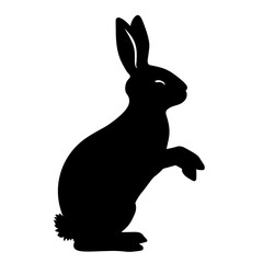 Black Rabbit Side Silhouette Isolated on White Background. Vector Illustration