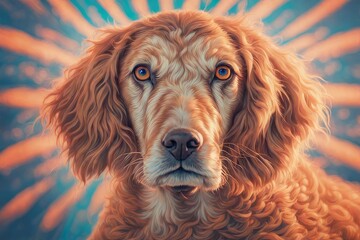 dog in the rays of the light dog in the rays of the light portrait of an adorable dog with golden retriever. high quality illustration
