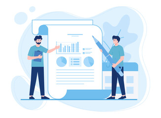 Men work as a team concept flat illustration