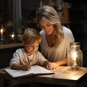 Mother And Child Reading A Book