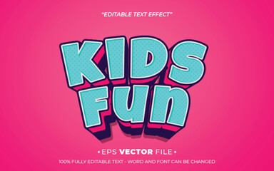 Kids Fun text effect 3d editable vector