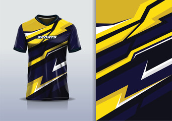 Sport jersey template mockup striped design for football soccer, racing, running, e sports, yellow color