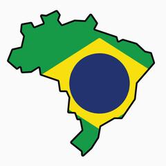 Outline drawing of Brazil flag map.