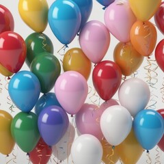 birthday background with colorful balloons birthday background with colorful balloons balloons with confetti and streamers. 3d rendering