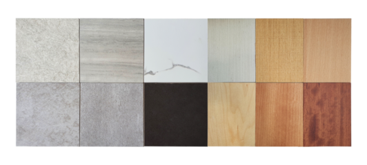 sample of materials construction isolated on background. materials for interior design. construction decorate luxury set contains stone tiles and wood laminate veneers. palette of material samples.