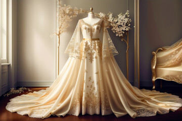 A beautiful wedding dress. Discover the Perfect Wedding Dress for Your Unforgettable Day. Generative AI