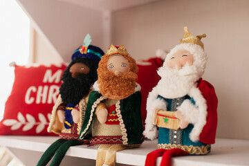 three kings day soft toys decoration. Christmas holiday season home decor. EpiphanyThe Three Wise...