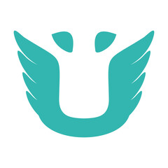 U letter wings logo template 1