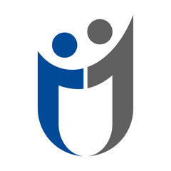 U letter human logo icon template 2