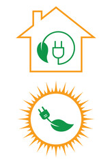  leaf with electric plug in house and sun