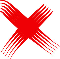 Red cross sign icon. Wrong mark stock icon. Red cross X symbol. Grunge X icon.