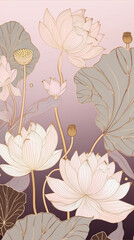 White and pink lotus flowers. AI Generated