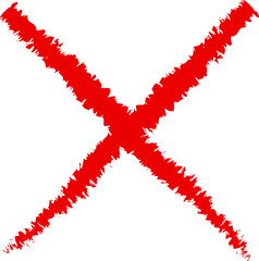 Red cross sign icon. Wrong mark stock icon. Red cross X symbol. Grunge X icon.