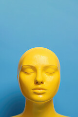 Human face with lemon skin texture. Ai generative art