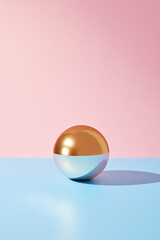 an object that looks like a shiny ball on a blue and pink background