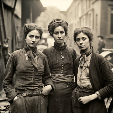 Old black and white street photographs from the 19th century . AI generativ.