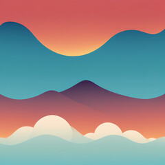 Clouds vintage abstract illustration. Generative AI