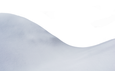View of a thick snowdrift on a transparent background