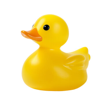 Cute yellow rubber duck isolated over transparent background
