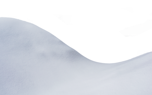 View of a thick snowdrift on a transparent background