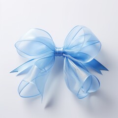 Blue bow on a white isolated background. Bow for gift wrapping