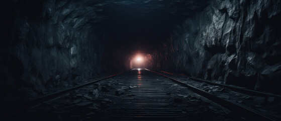 Obraz premium Dimly lit tunnel, its eerie ambiance.