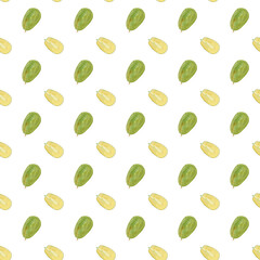 pattern with exotic fruits hand drawn in watercolor, seamless pattern with summer motifs, print for fabric, paper, banners