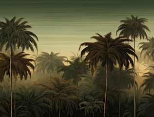 Obraz na płótnie Canvas palm trees in dark green and light brown colors background wallpaper