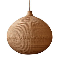 Obraz premium Rattan ceiling lamp, Elegant Wicker Ceiling lamp, light bulb isolated on transparent background PNG