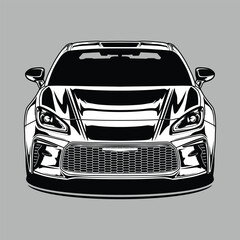 Black and White view car vector illustration for conceptual design