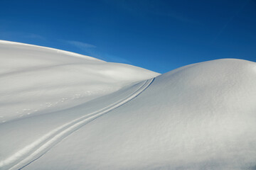 Ski tracks on the fresh snow