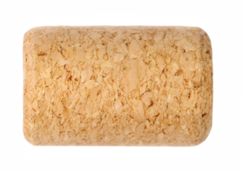 Wine new cork isolated on white background, side view