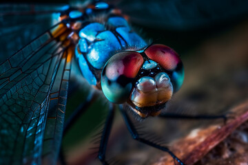 Fascinating shot of a dragonfly. AI Generated