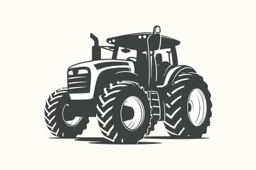silhouette of a tractor illustration vector with black old tractor on white background - obrazy, fototapety, plakaty