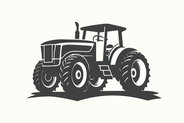 silhouette of a tractor illustration vector with black old tractor on white background