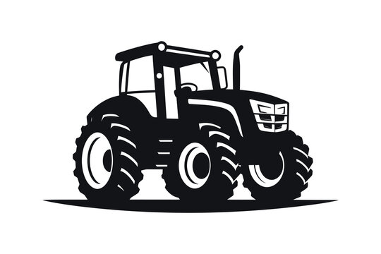 recommend clip art: silhouette of a tractor illustration vector with black old tractor on white background