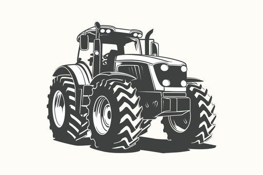 recommend clip art: silhouette of a tractor illustration vector with black old tractor on white background