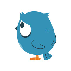 Funny offended owl turned back. Vector icon, bird sticker