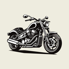 Vintage monochrome motorcycleClassic vintage motorcyclechopper bike vector illustration