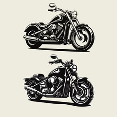 Vintage monochrome motorcycleClassic vintage motorcyclechopper bike vector illustration