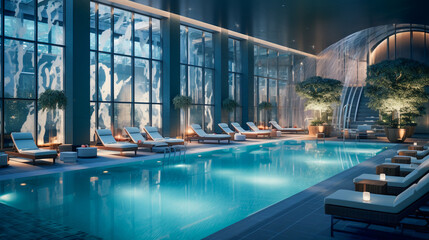 Luxury swimming pool.  elegant interior design