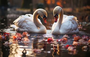 Majestic Swan Embrace.  Serene Swan Serenade
